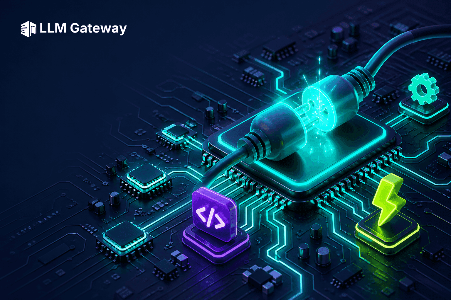 Kimi K3 API concept — a glowing API socket connecting to a large model chip on a circuit board