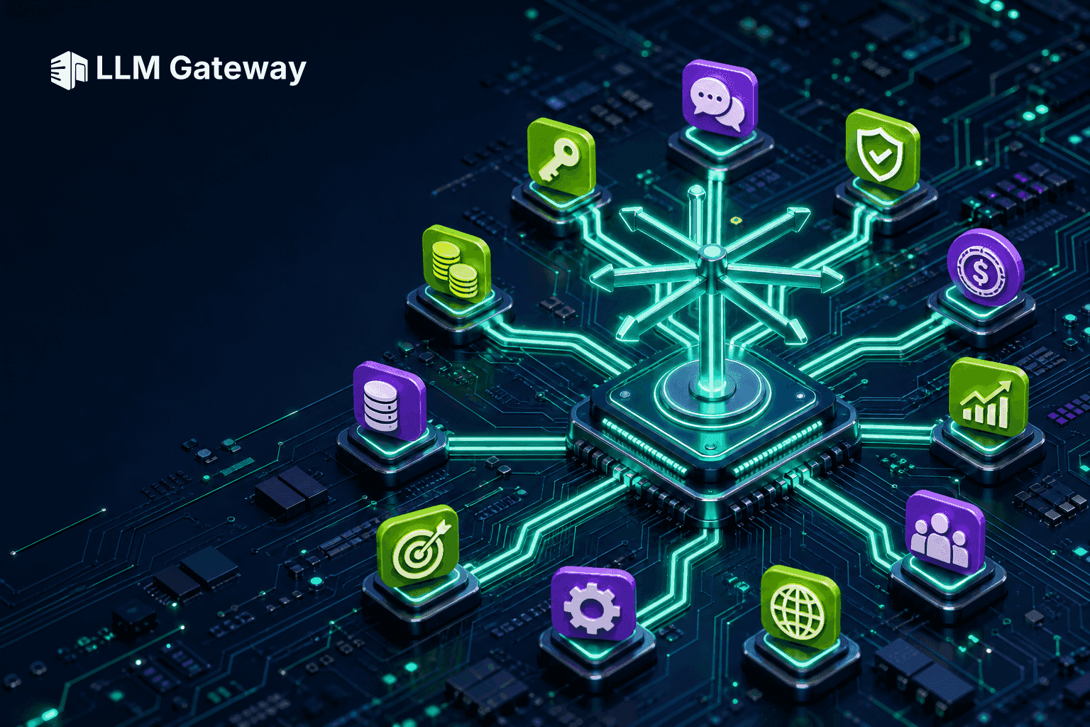 The best OpenRouter alternatives in 2026 — AI gateway routes branching from a central hub on a circuit board