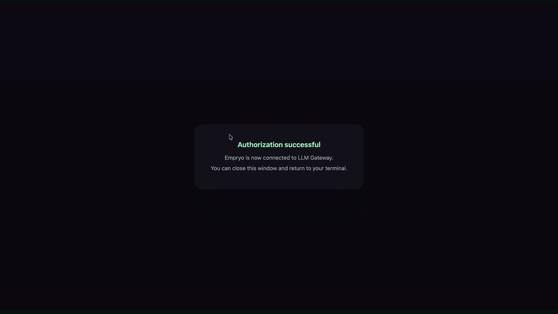 Empryo browser authorization completed